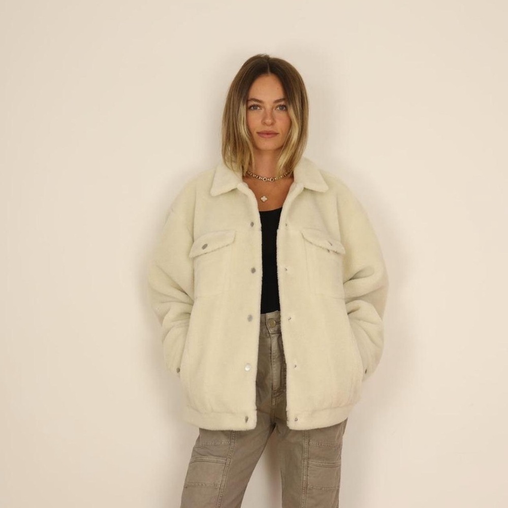 Anine Bing faux shearling oversized bomber jacket apres ski cabincore teddy - Picture 15 of 15